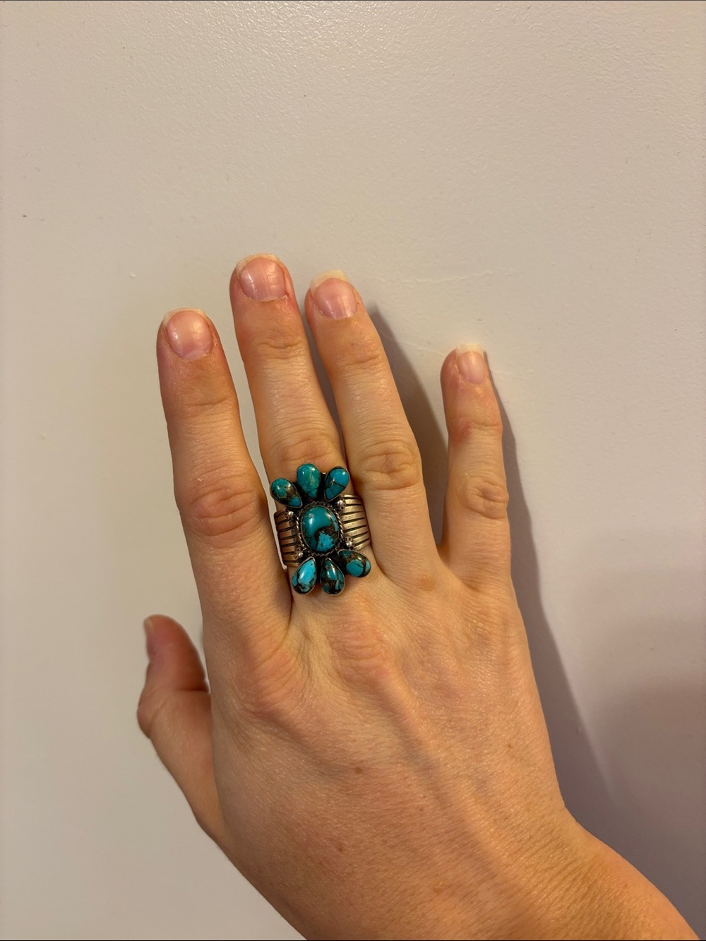 Turquoise Cluster Statement Ring - Silver